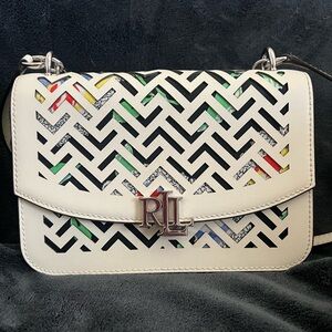 Ralph Lauren Madison White perforated leather crossbody bag